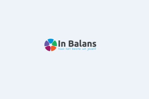 In Balans logo met verschillende kleuren in rondje